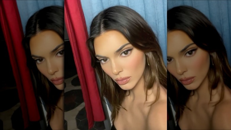 Kendall Jenner showing off her fox eye makeup look