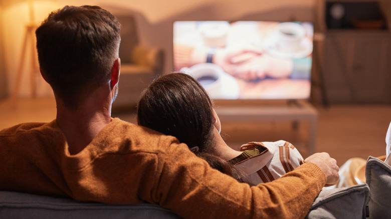 Couple watching television