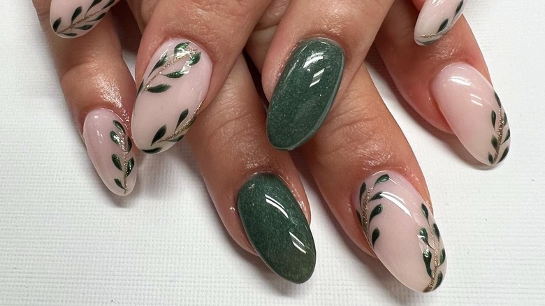 Clear nails with climbing vines