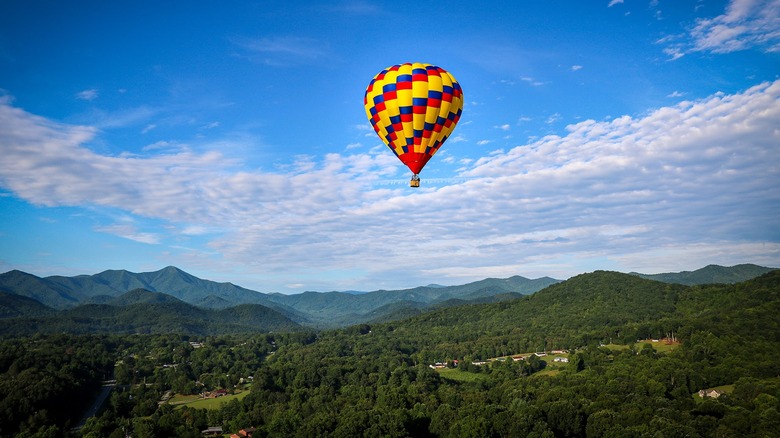 Balloon flying over the Blue Ridge Mountains