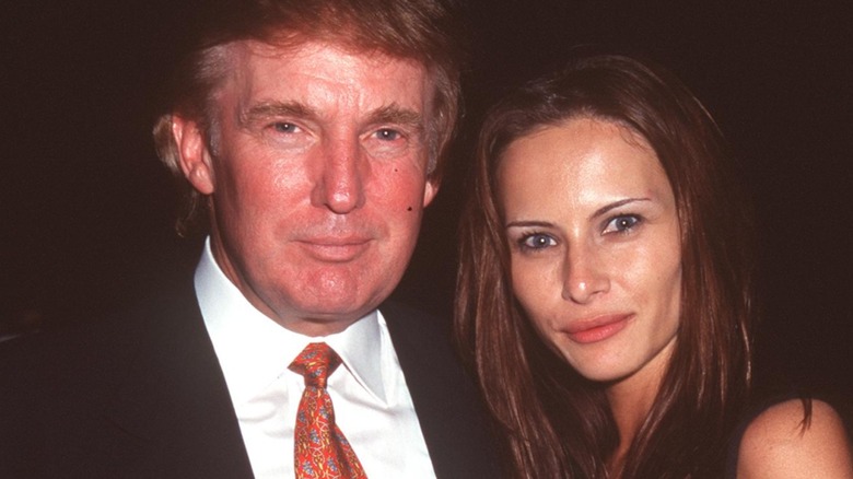 A close-up of a young Donald and Melania Trump