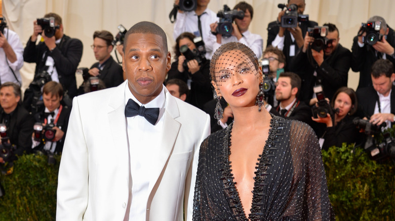 Jay-Z and Beyoncé standing together at the Met Gala