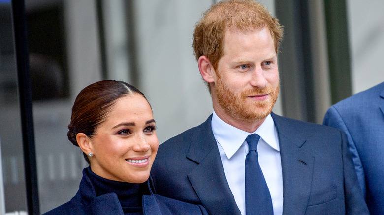 Closeup of Meghan Markle and Prince Harry smiling