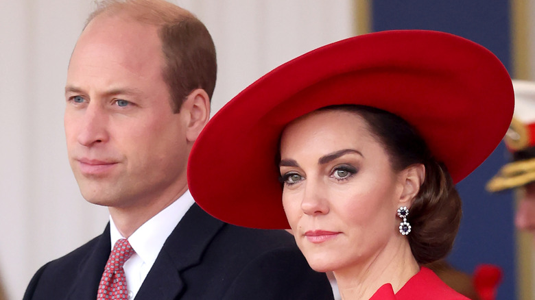 Closeup of Prince William and Princess Catherine standing next to each other