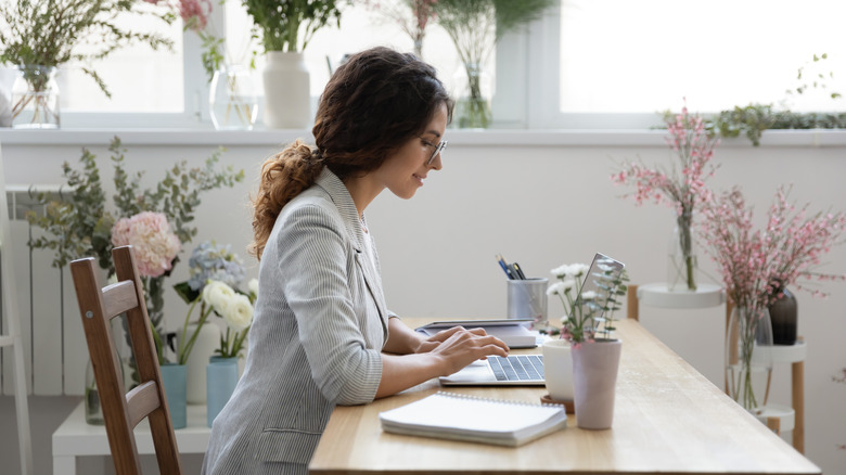 Woman working at her desk 