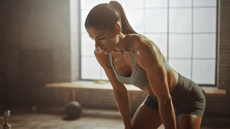 girl tired from workout 