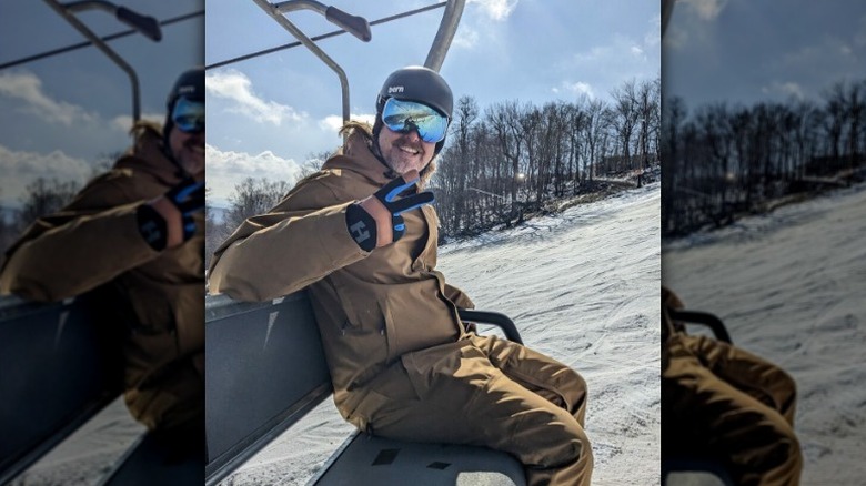 Steve Ford on a ski lift