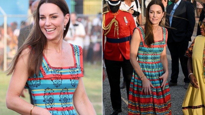 Kate Middleton in a vintage dress in Trench Town