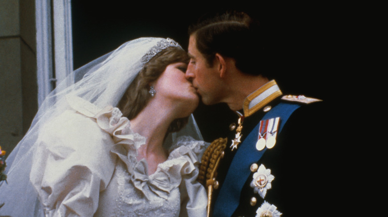 Charles and Diana's wedding kiss