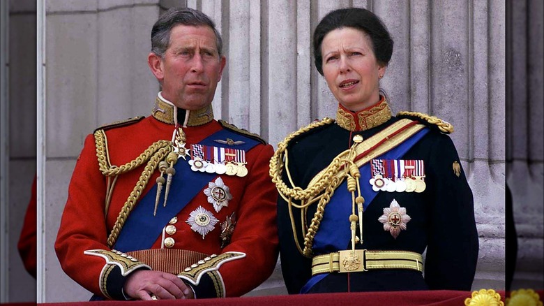 Prince Charles and Princess Anne in military dress 