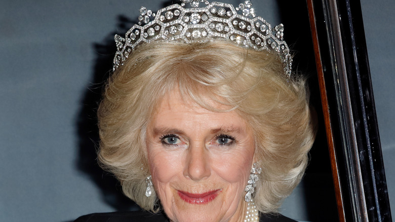 Queen Consort Camilla wearing black