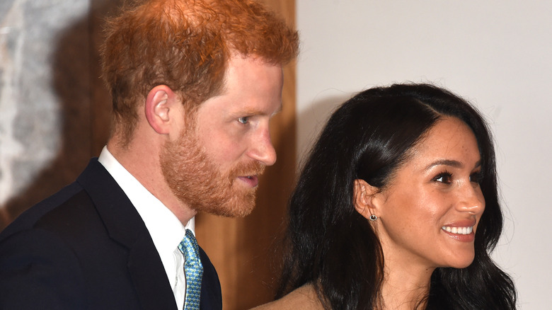 Prince Harry and Meghan Markle talking and smiling