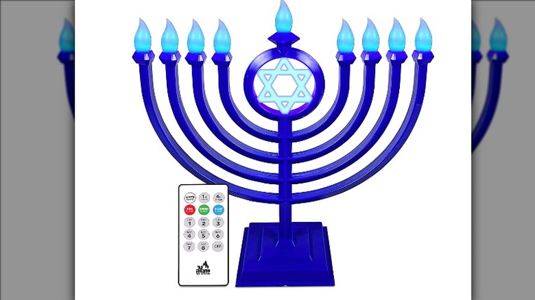 Blue electric menorah remote control