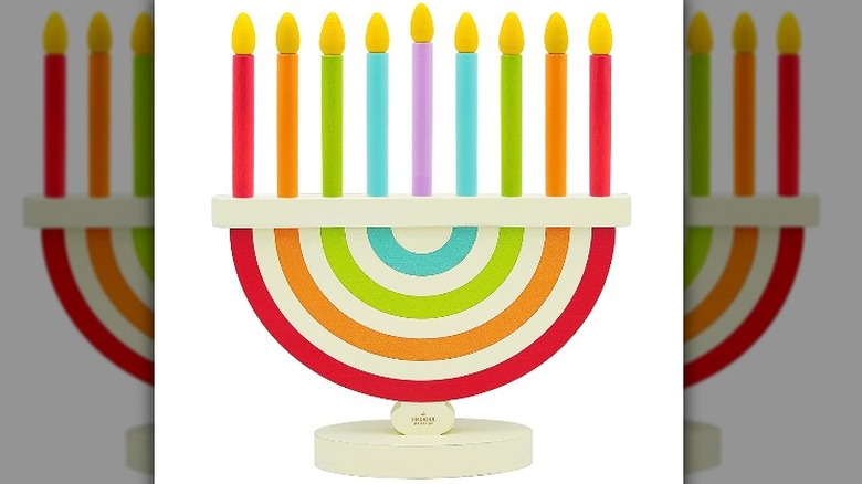 Wooden multicolor menorah