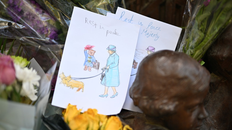 A child's drawing in tribute to Queen Elizabeth II