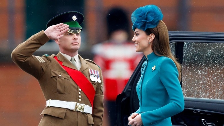 Irish guard saluting Kate Middleton