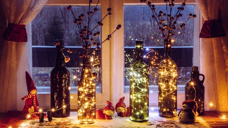 Fairy lights in bottles Christmas decor