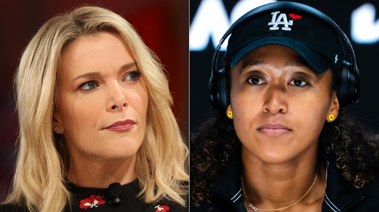 A split image of Megyn Kelly and Naomi Osaka