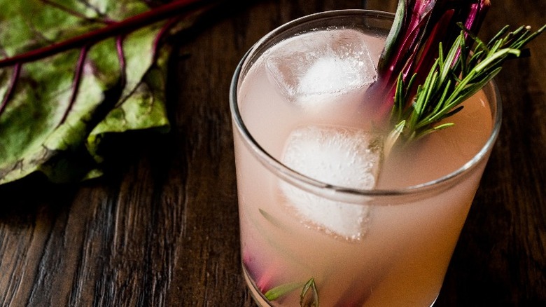 rosemary and rhubarb mocktail