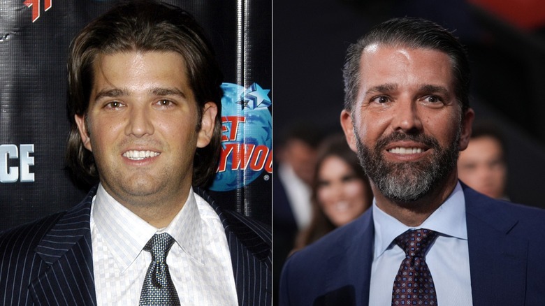 Split image of Donald Trump Jr. in 2005 and 2024