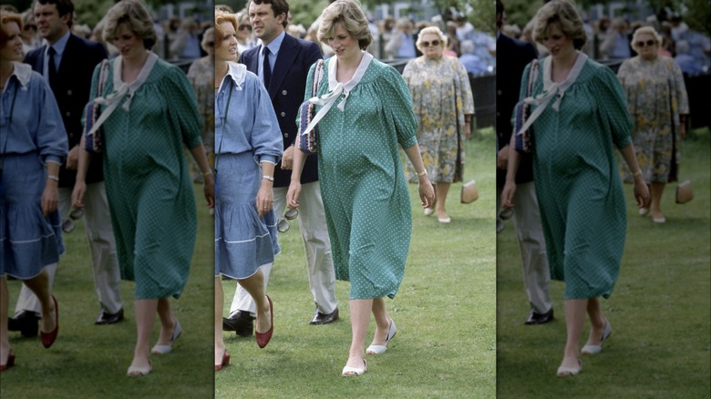 Princess Diana pregnant in green dress