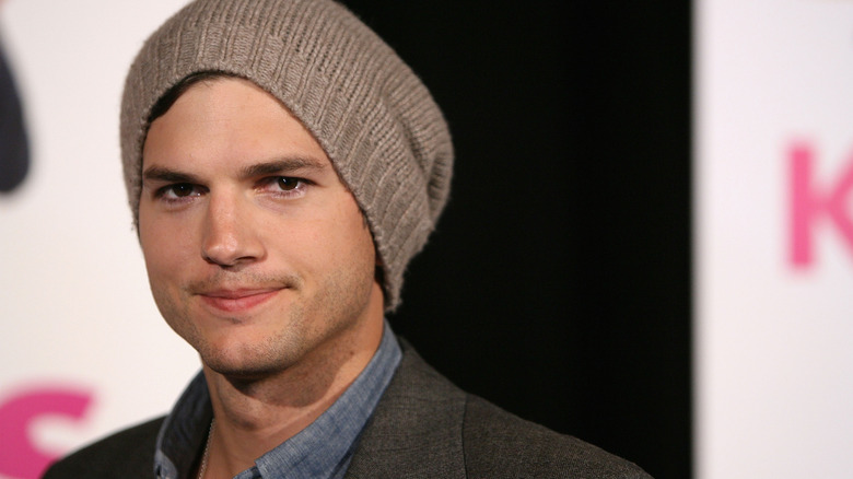 Ashton Kutcher beanie close-up