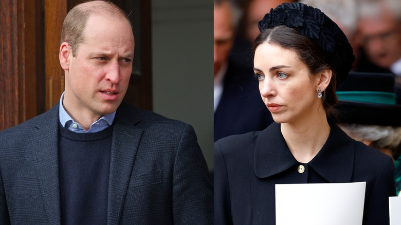 Split image of Prince William and Rose Hanbury 