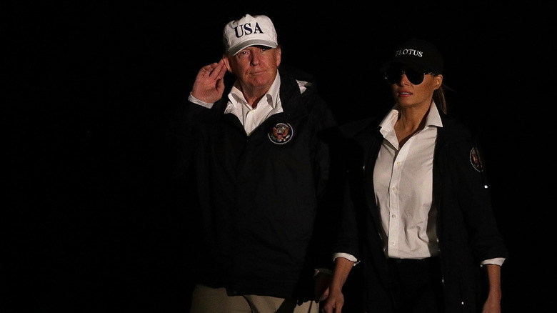 Donald Trump and Melania Trump walking