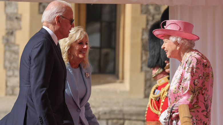 Joe Biden and Jill Biden meeting Queen Elizabeth II