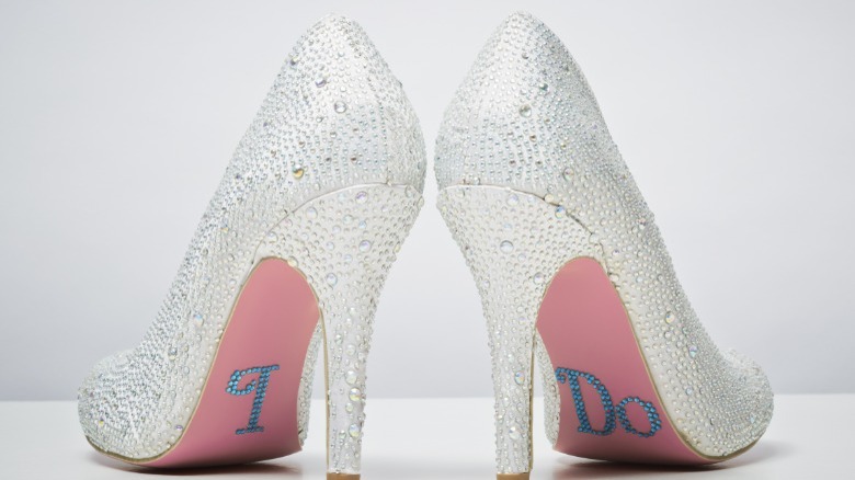 rhinstone wedding heels with rhinestone decal