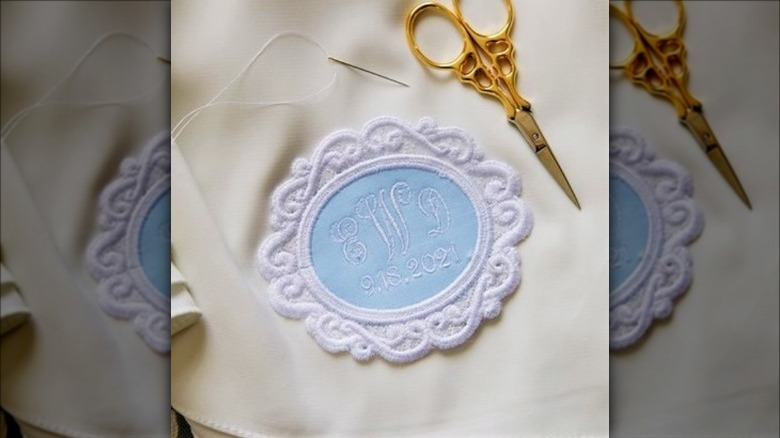 blue embroidered wedding dress patch