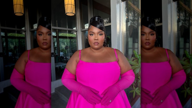 Lizzo in pink dress