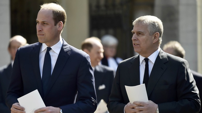 Prince William and Prince Andrew in a crowd