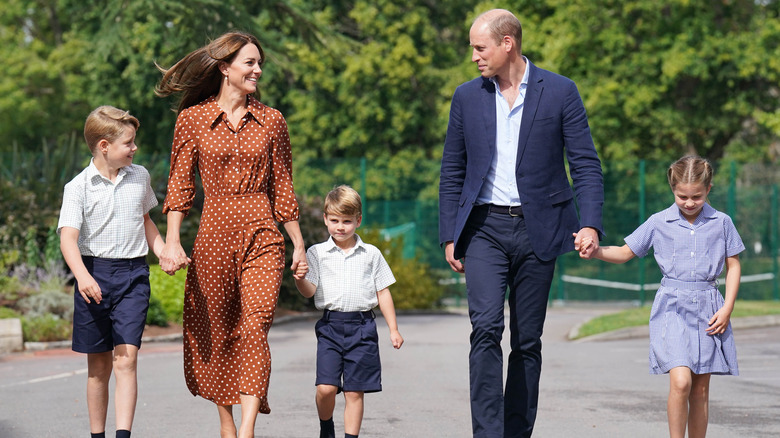 Prince William walking with Catherine and kids 