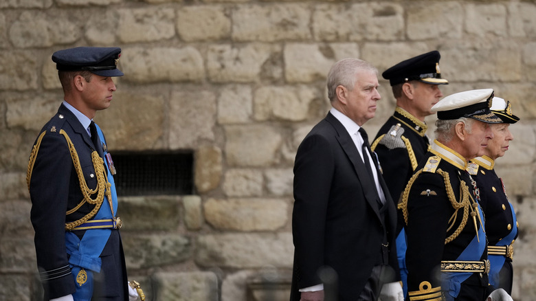 Prince William walking behind senior royal family members