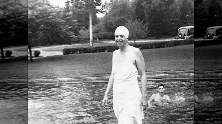 Eleanor Roosevelt smiling in bathing suit