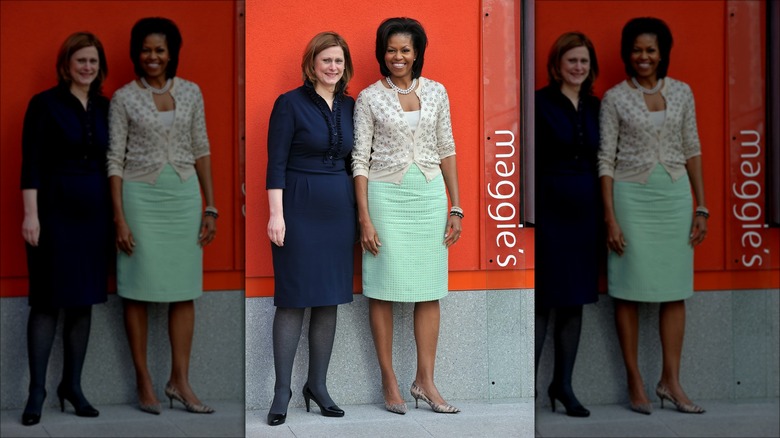 Michelle Obama and Sarah Brown posing 