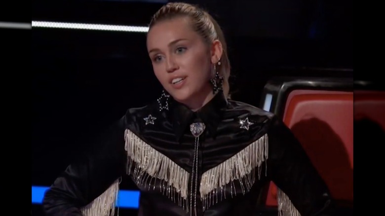 Miley Cyrus speaking on "The Voice"