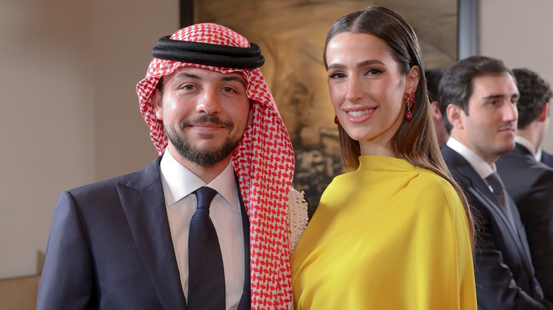 Prince of Hussein and Princess Rajwa smiling