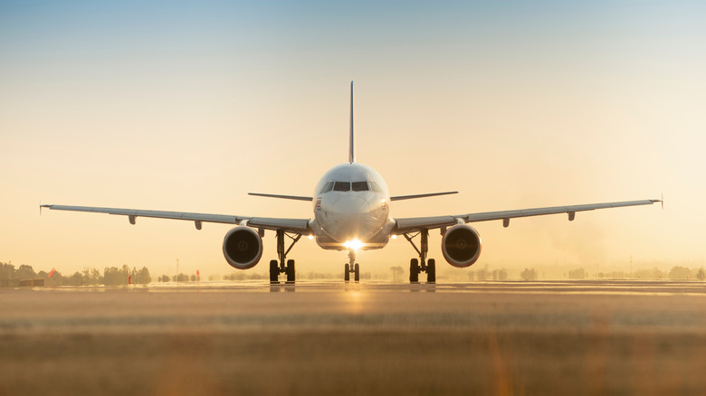 An airplane on an air strip