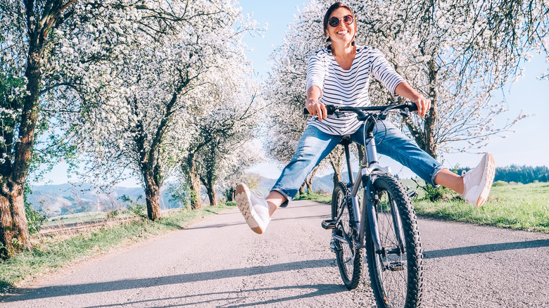 Woman riding a bicycle