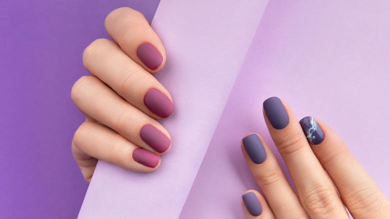 matte purple nails
