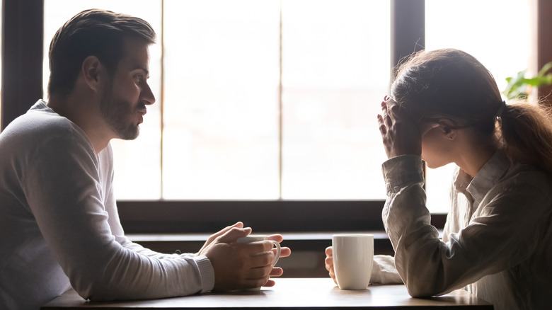 Man and woman talking