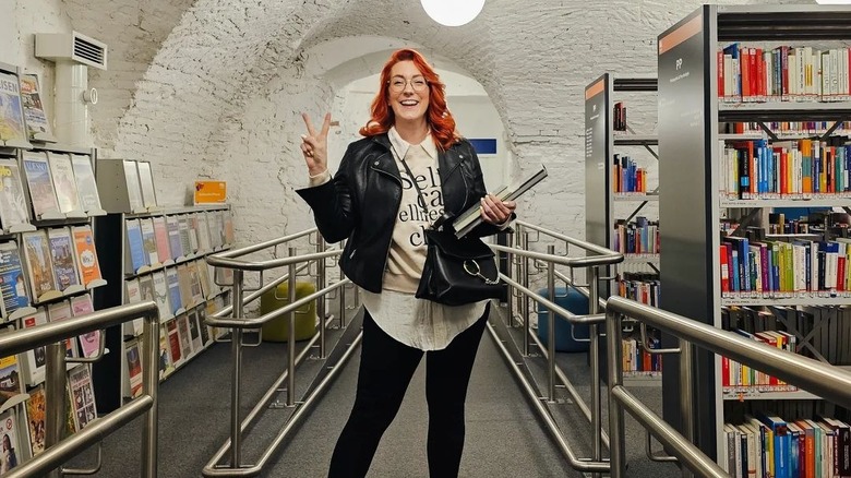 Woman in book store