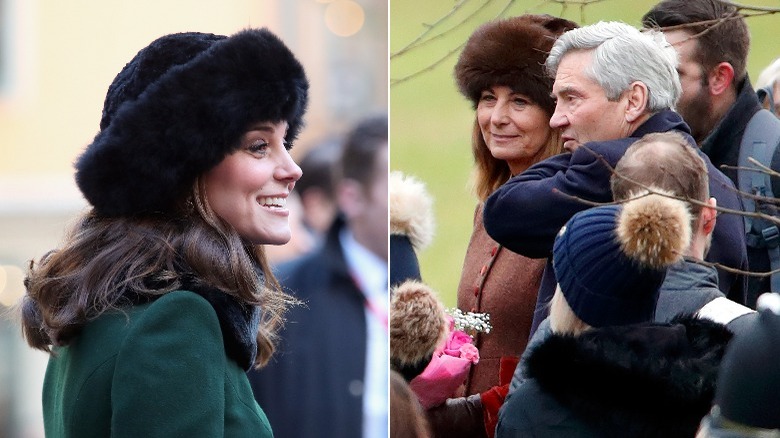 Carole and Kate in fur hats 