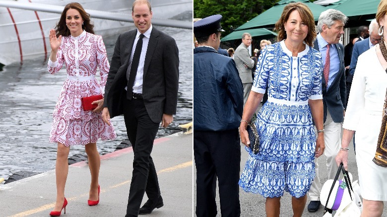 Kate and Carole in matching dresses 