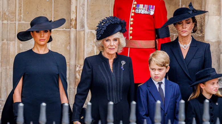 Meghan, Camilla, George, Catherine, and Charlotte