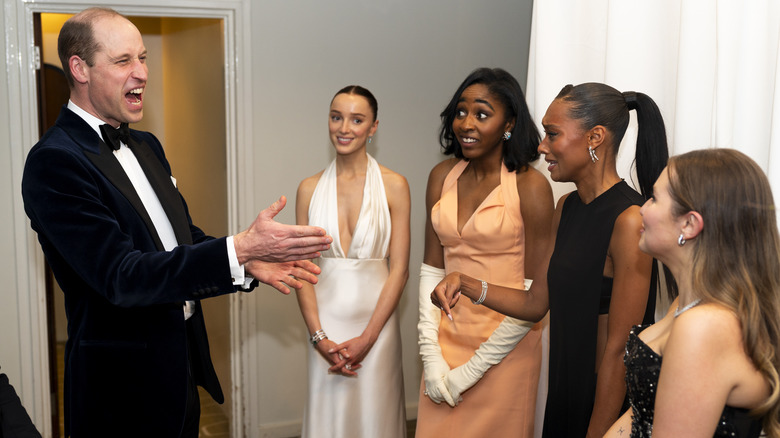 Prince William chatting to Phoebe Dynevor, Ayo Edebiri, Sophie Wilde, and Mia McKenna-Bruce