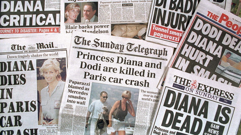 Headlines about Princess Diana's death