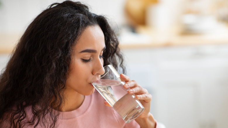 woman drinking water